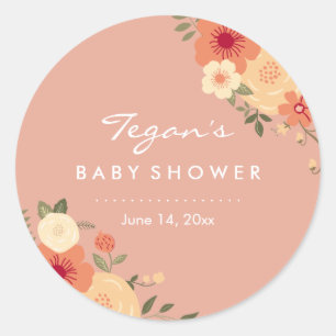 Stickers Baby shower Floral Peach Moderne
