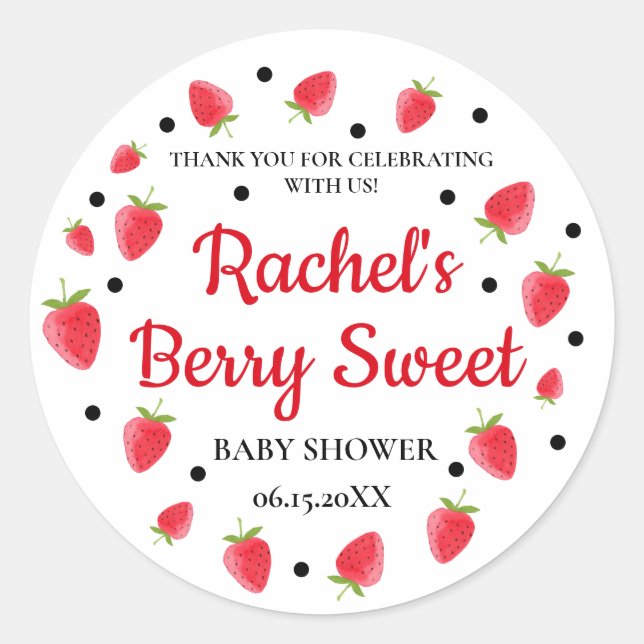 Stickers Baby shower fraise, Thème fraise (Devant)