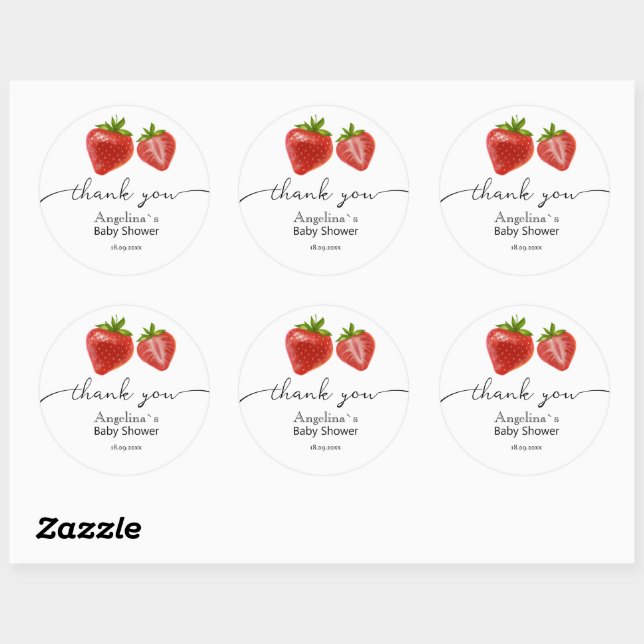 Stickers Baby shower Fraises sucrées (Feuille)