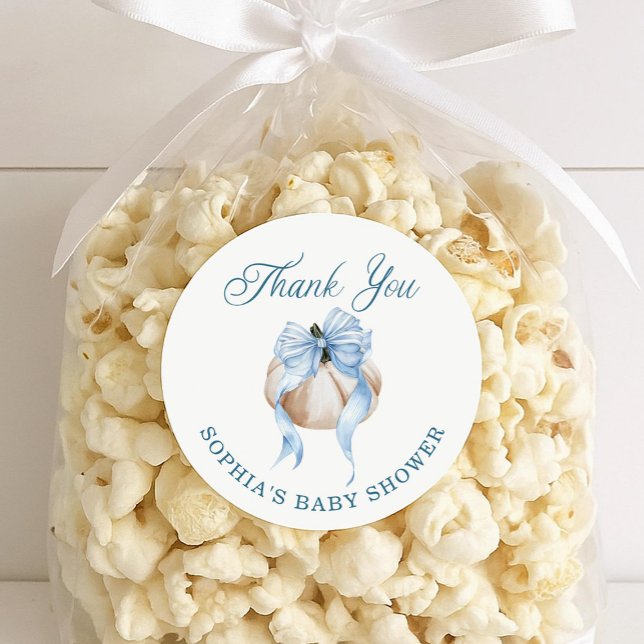 Stickers Baby shower garçon Citrouille Blue Bow (Créateur téléchargé)