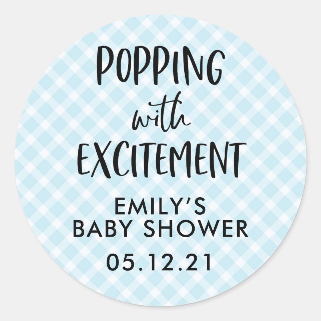 Stickers Baby shower garçon Favoriser, Popcorn (Devant)