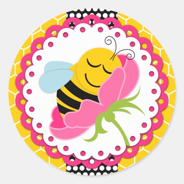 Stickers Baby shower Girl Bee (Devant)