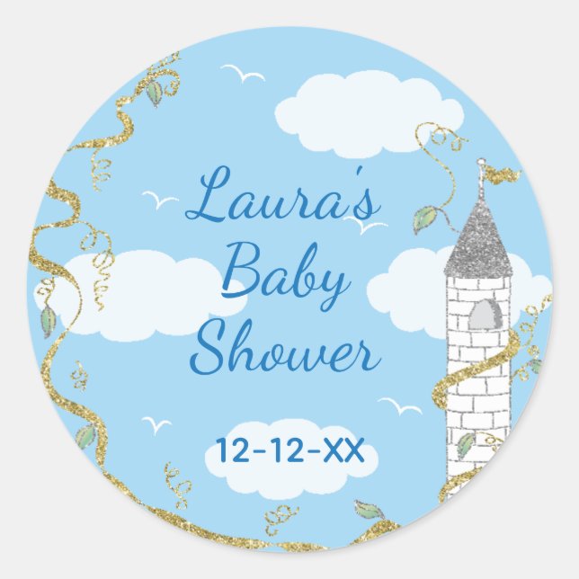 Stickers baby shower "Glittery Castle 1 1/2" ou 3" (Devant)