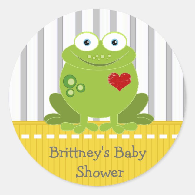 Stickers Baby shower grenouille jaune et gris (Devant)