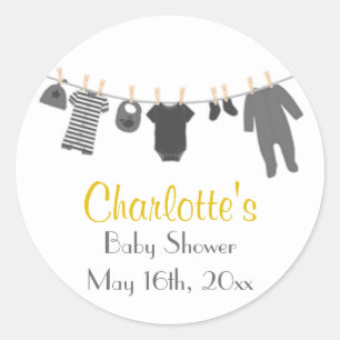 Stickers Baby shower gris et jaune