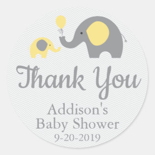 Stickers Baby shower Jaune Elephant Thème Cercle