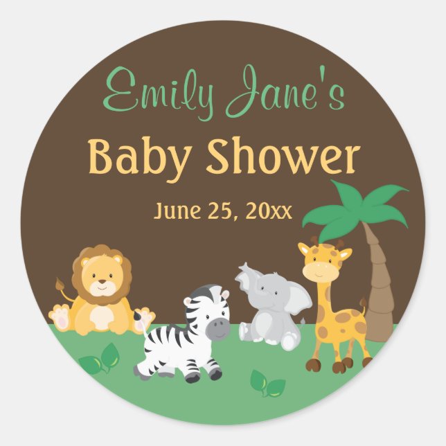 Stickers Baby shower Jungle Safari Boy (Devant)