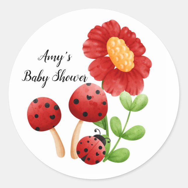 stickers Baby shower Ladybug, étiquette (Devant)