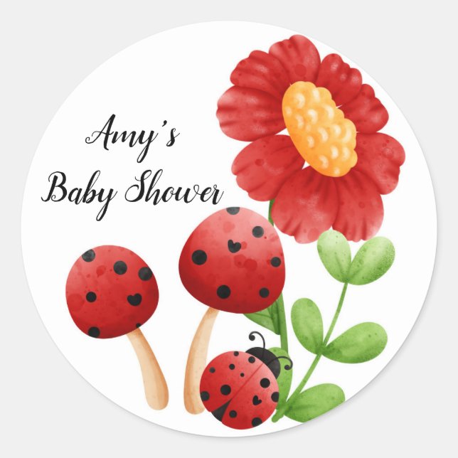 stickers Baby shower Ladybug, étiquette (Devant)