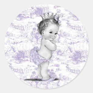 Stickers Baby shower Lavender Purple Vintage Toile