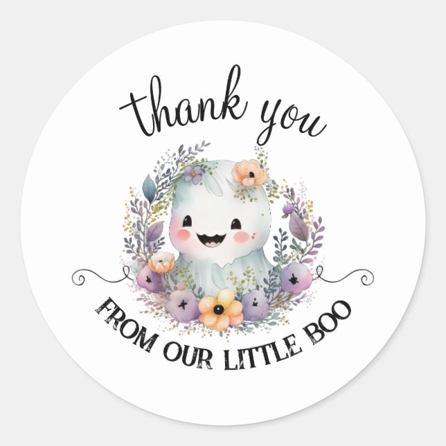 Stickers Baby shower Little Boo Halloween (Devant)
