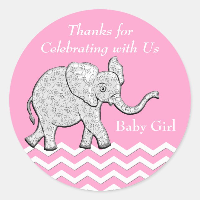 Stickers Baby shower Merci customisé Elephant (Devant)
