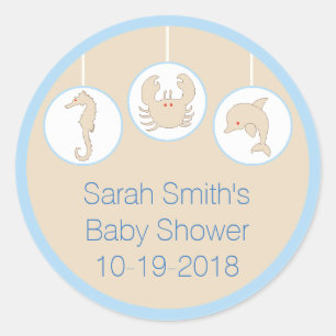 Stickers baby shower "Mobile/Cream" 1 1/2" ou 3"