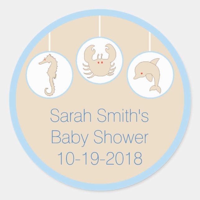 Stickers baby shower "Mobile/Cream" 1 1/2" ou 3" (Devant)