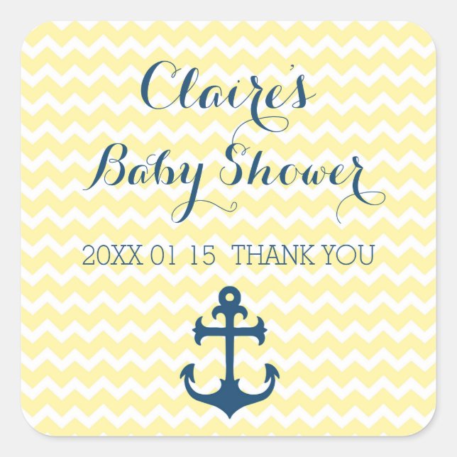 Stickers Baby shower nautique jaune Favoriser (Devant)