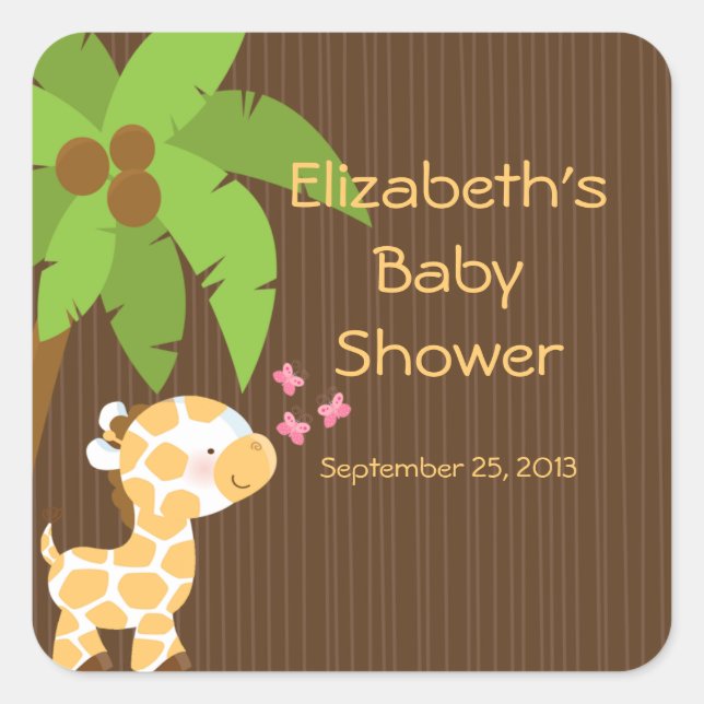 Stickers Baby shower Neutre Cute Safari Giraffe (Devant)