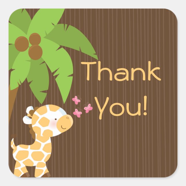 Stickers Baby shower Neutre Cute Safari Giraffe (Devant)