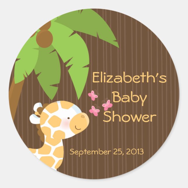 Stickers Baby shower Neutre Cute Safari Giraffe (Devant)
