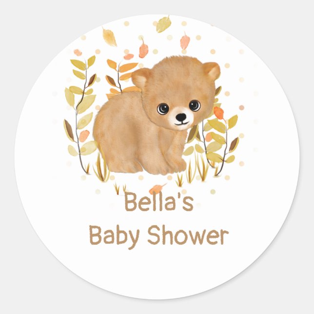 Stickers Baby shower Ours Woodland (Devant)