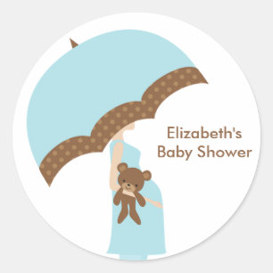 Stickers Baby shower parapluie bleu