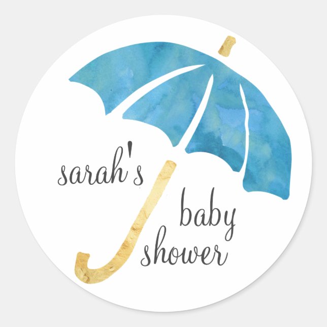 Stickers Baby shower Parapluie Bleu Favoriser (Devant)
