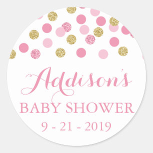 Stickers Baby shower Parties scintillant rose et o
