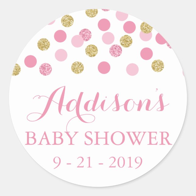 Stickers Baby shower Parties scintillant rose et o (Devant)