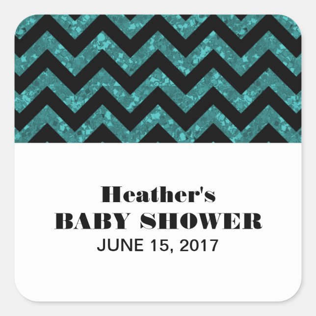 Stickers Baby shower Parties scintillant Turquoise (Devant)