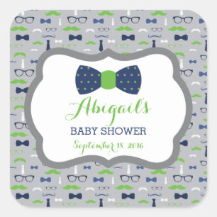 Stickers Baby shower petit homme, Bleu, Vert, Gris