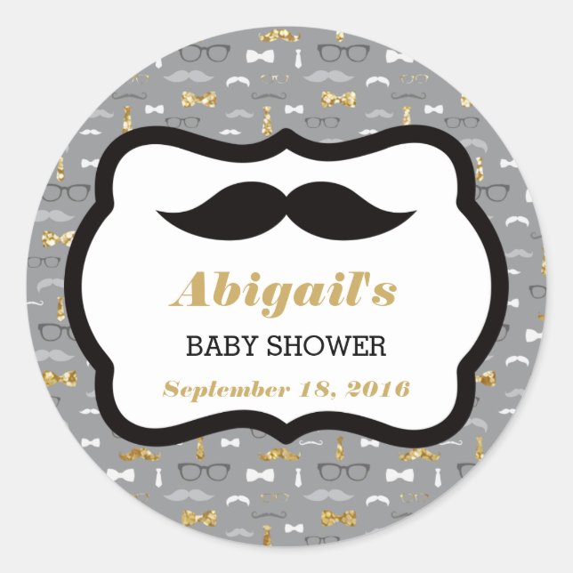 Stickers Baby shower petit homme, Or, gris, noir (Devant)