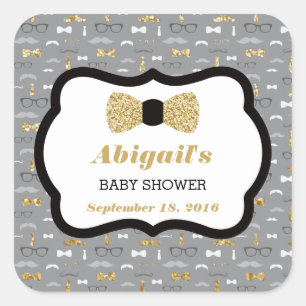 Stickers Baby shower petit homme, Or, gris, noir