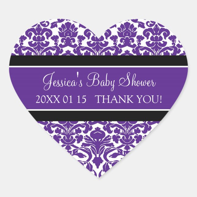 Stickers Baby shower Plum Damask Favoriser (Devant)