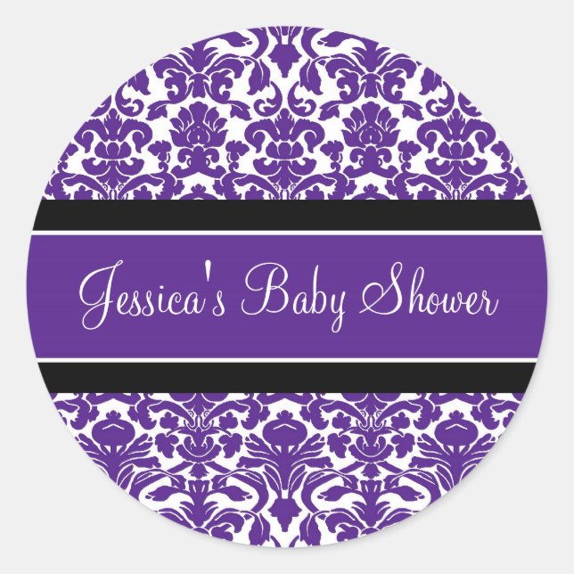 Stickers Baby shower Plum Damask Favoriser (Devant)