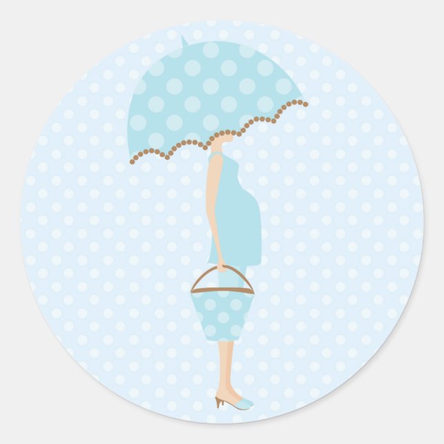 Stickers Baby shower Pois bleu (Devant)