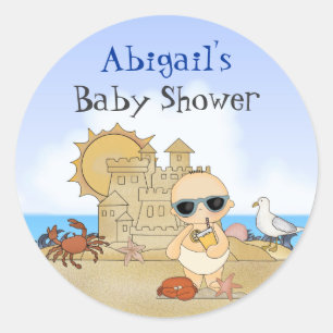 Stickers Baby shower pour bébé de plage personnali