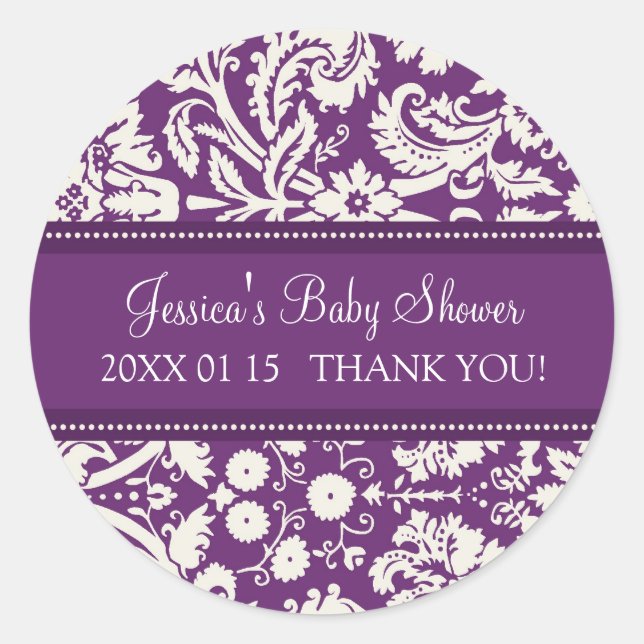 Stickers Baby shower pourpre Damas Favoriser (Devant)