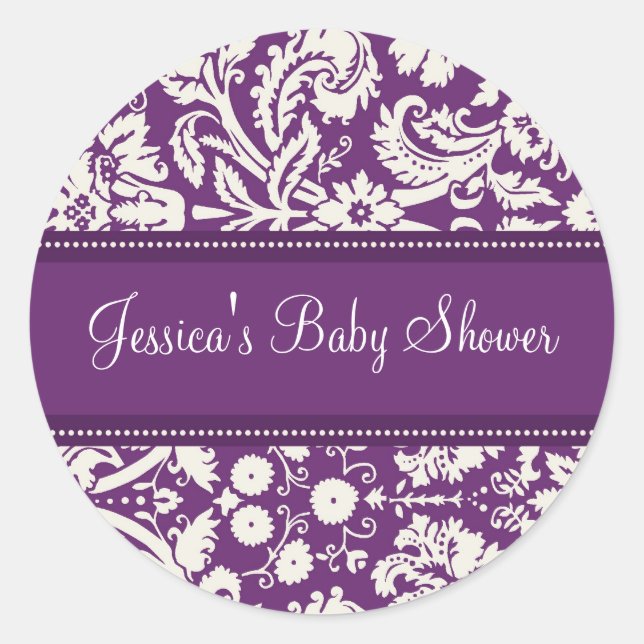 Stickers Baby shower pourpre Damas Favoriser (Devant)