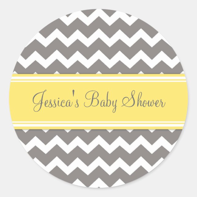 Stickers Baby shower préféré gris jaune (Devant)