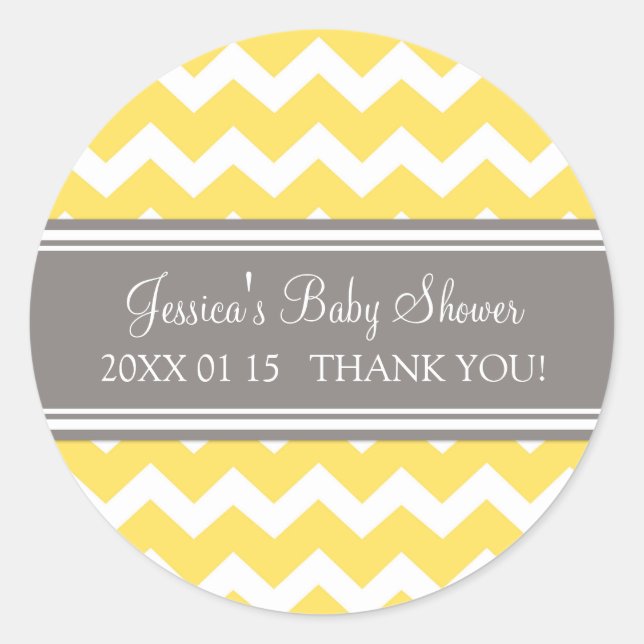Stickers Baby shower préféré gris jaune (Devant)