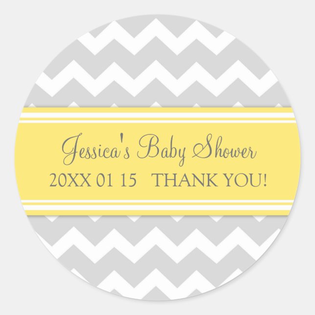 Stickers Baby shower préféré gris jaune (Devant)