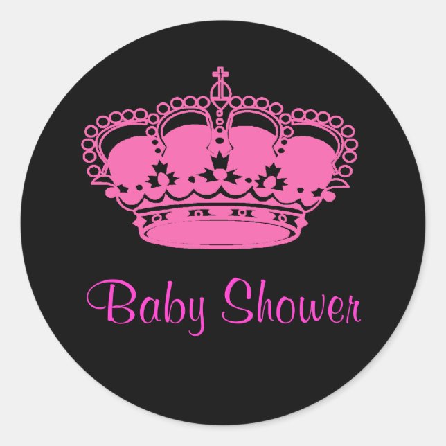 Stickers Baby shower princesse couronne rose chaud (Devant)