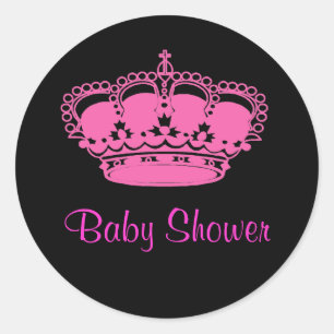 Stickers Baby shower princesse couronne rose chaud