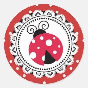 Stickers Baby shower Red Ladybug Girl
