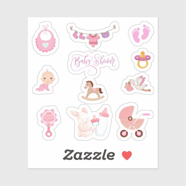 Stickers baby shower rose (Feuille)