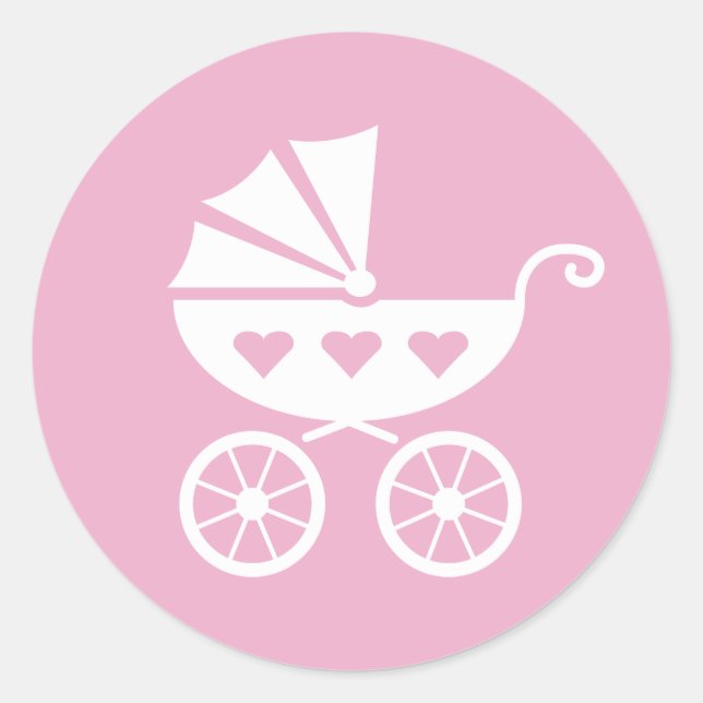stickers baby shower rose avec prêtre chariot mign (Devant)