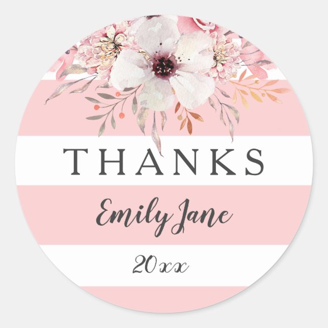 Stickers Baby shower rose blanc (Devant)