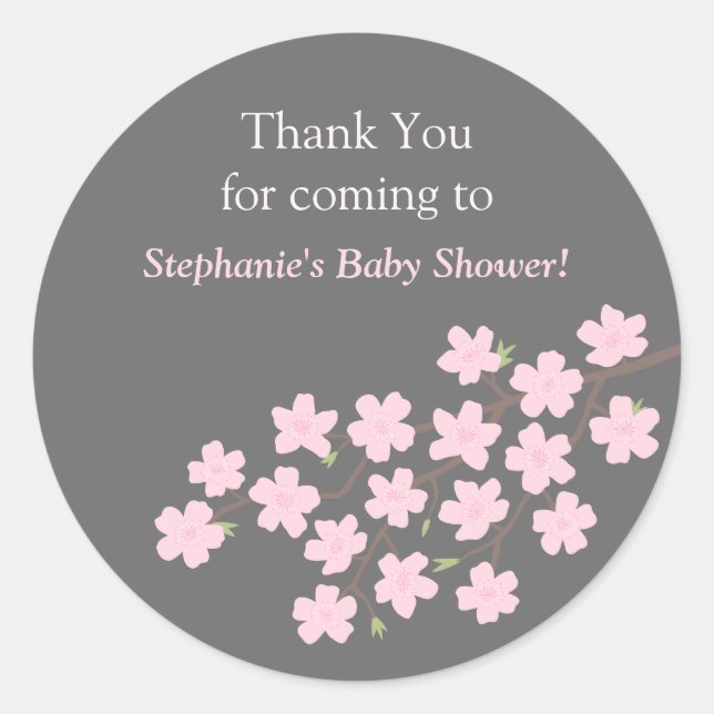 Stickers Baby shower rose cerisier en fleurs (Devant)