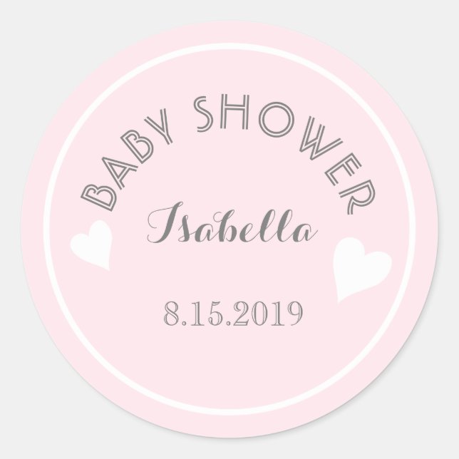 Stickers Baby shower rose Coeurs Dainty (Devant)