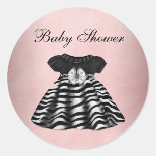 Stickers Baby shower rose et noir élégant