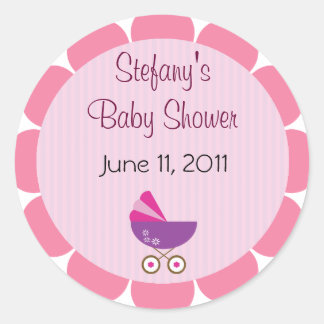 Stickers Baby shower rose et violet